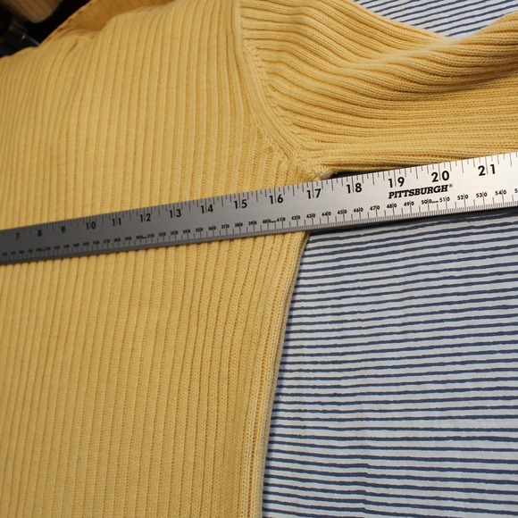 Studio Works $48 Small Golden Yellow Cable Knit Shawl‎ Collar Pullover Sweater - Picture 9 of 12